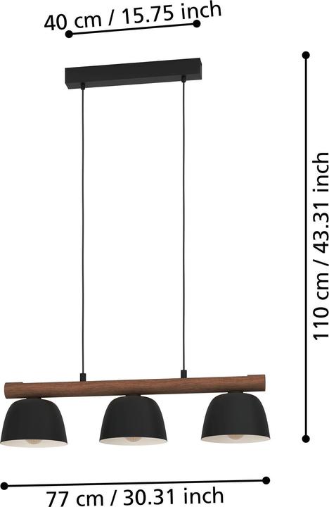 Image du produit EGLO 43739 SHERBURN E27 Suspension triple 770x200mm Noir Marron (E27)