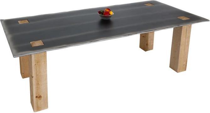 Produktbild Mendler Esstisch HWC-L76, Industrial Massiv-Holz 240x100cm, natur mit Metall-Optik (77 x 240 x 100 cm)