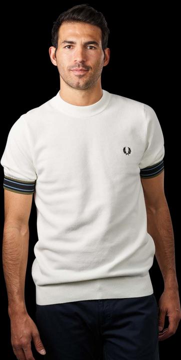 Immagine prodotto Fred Perry - Maglietta con polsini a righe in maglia bianco neve (XXL)