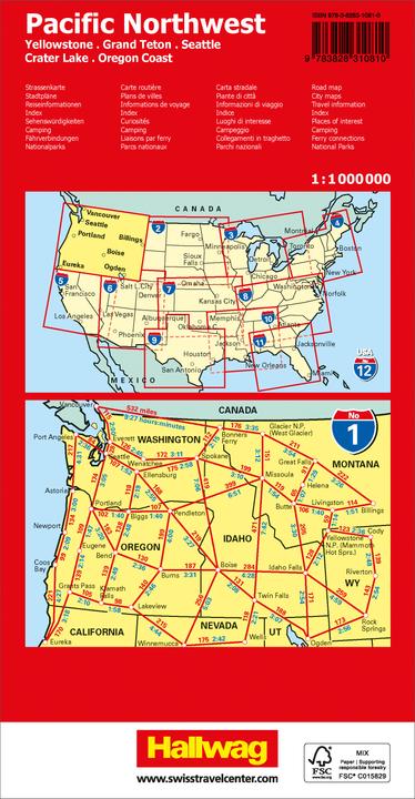 Actual product image USA, Pacific Northwest, No. 01, Road Map 1:1Mio