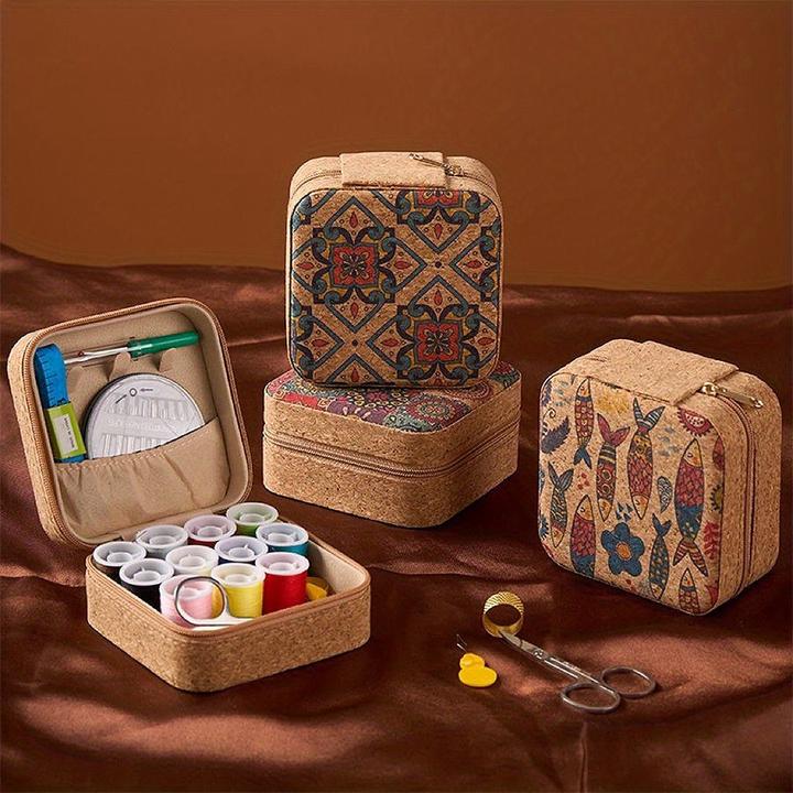Actual product image Only-Bags.Store Coffret à bijoux 4 pièces en similicuir bohème chic et artisanal - Organiseur de voyage portable