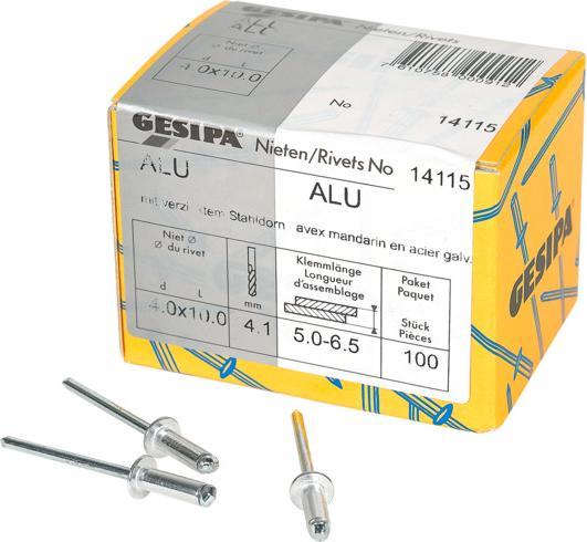 Gesipa Blindnieten 4.0x10 mm Aluminium 100 Stück