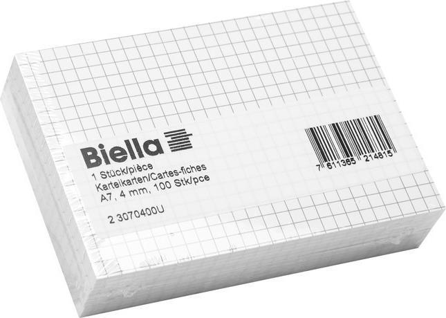Produktbild Biella Karteikarten kariert A7 (A7, 200 g/m², 100 x)