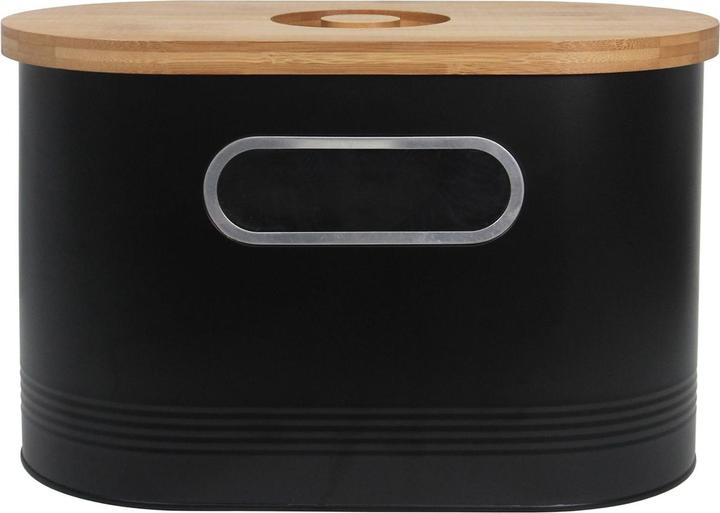 neuetischkultur Bread Bin Black with Wooden Lid