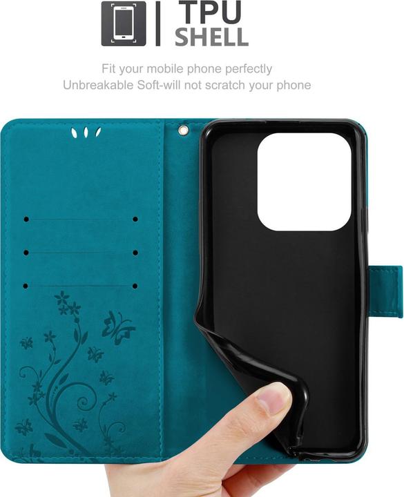 Actual product image Cadorabo Case for Xiaomi RedMi Note 14 5G Flower Book (Xiaomi Redmi Note 14 5G)