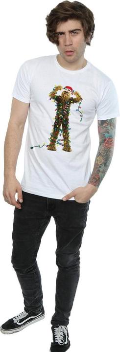 Actual product image Star Wars Mens Chewbacca Christmas Lights T-Shirt (L)