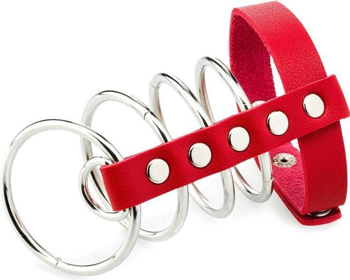 Produktbild Zenn Roter PU-Leder-Cockring mit Metallschaft (5 cm)