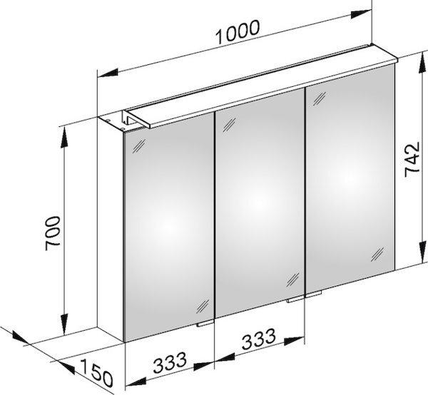 Actual product image Keuco Mirror cabinet ROYAL L1 front 1000x742x150mm 2 drawers si-gb-. A++