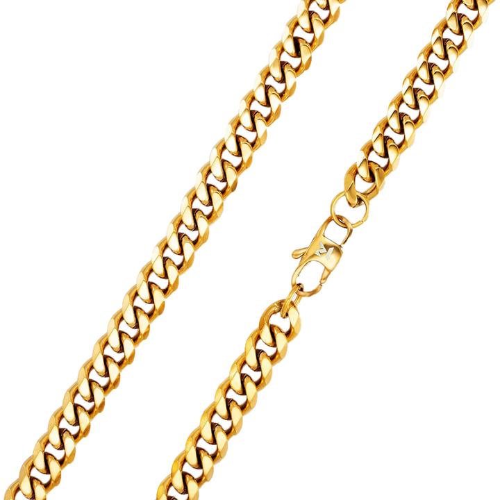 K12 - Gold Cuban Chain - 8 mm (ohne Messing, Chirurgenstahl 316L)