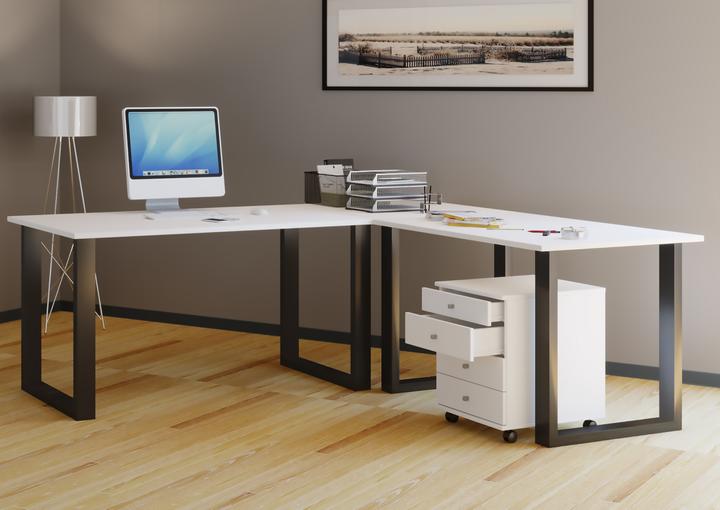 Produktbild VCM Büromöbel Eckschreibtisch Lona Tiefe 50 cm U Alu Schwarz (190 x 160 x 50 cm)