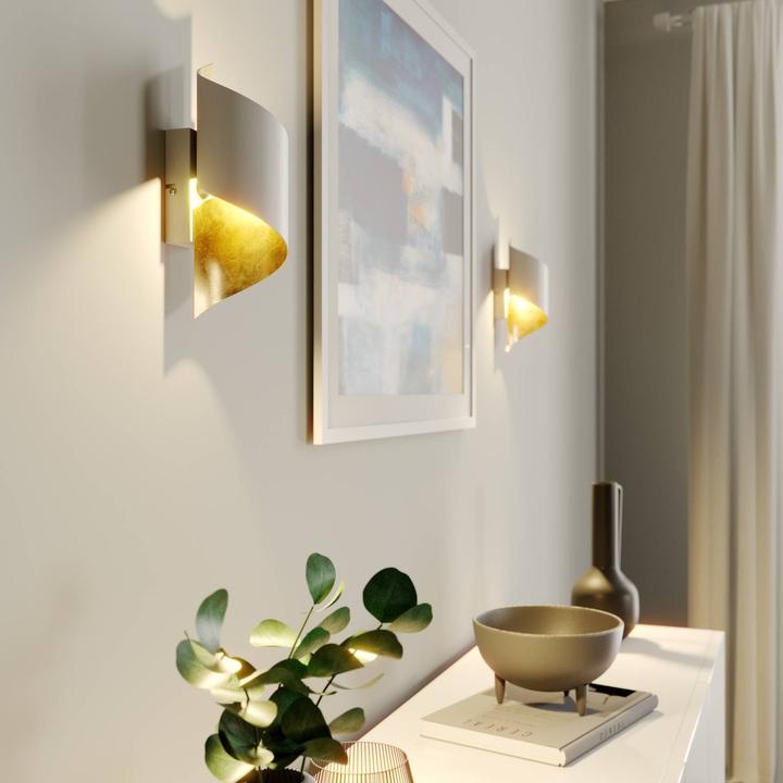 Produktbild Lindby Metall-LED-Wandleuchte Desirio, weiss-gold (330 lm, G9)