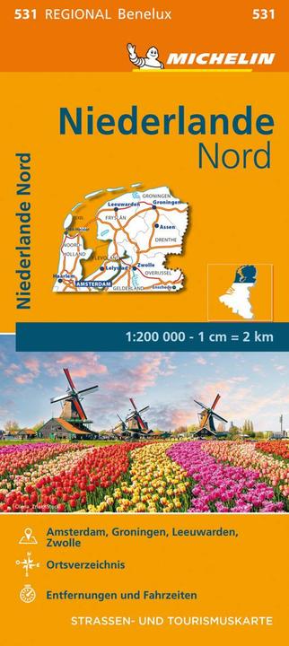 Michelin Niederlande Nord. Strassen- und Tourismuskarte 1:200.000 200000