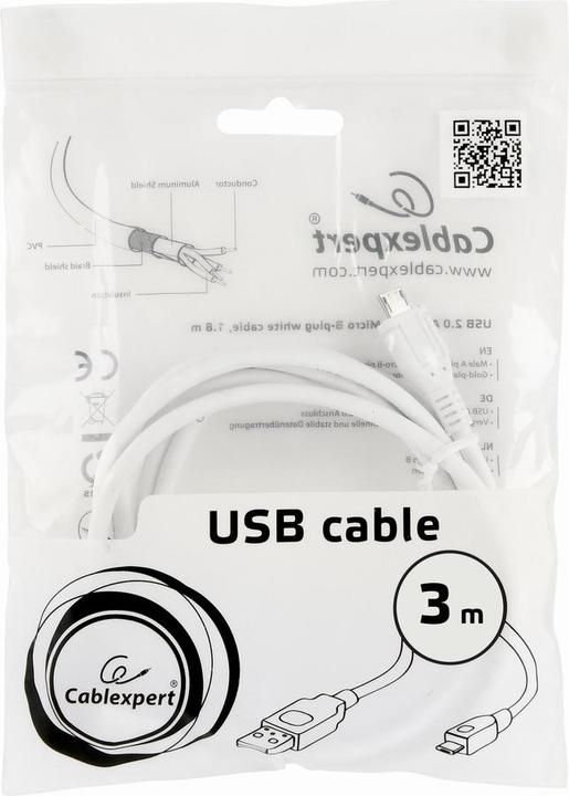 Image du produit Gembird CCP-mUSB2-AMBM-W-10 Micro-USB (3 m, USB 2.0)