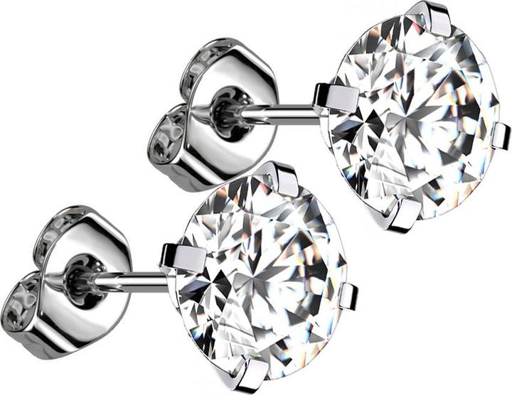 Produktbild Star Piercing Ohrstecker mit rundem Kristall silber (ohne Messing, Titan G23)