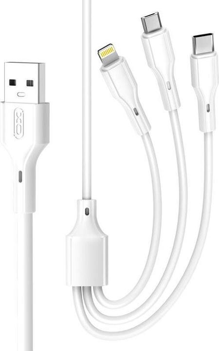 Actual product image xO cable NB230 3w1 USB - Lightning + USB-C + microUSB 1,0m 2,4A white (1 m, USB 3.2 Gen 2, 3 W)