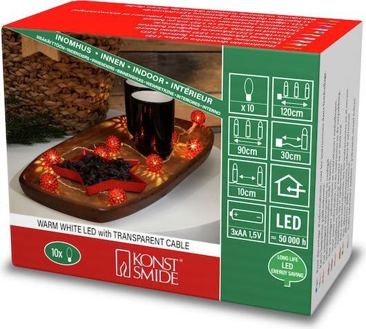 Image du produit Konstsmide Guirlande lumineuse décorative LED, petites boules métalliques rouges (1.20 m)