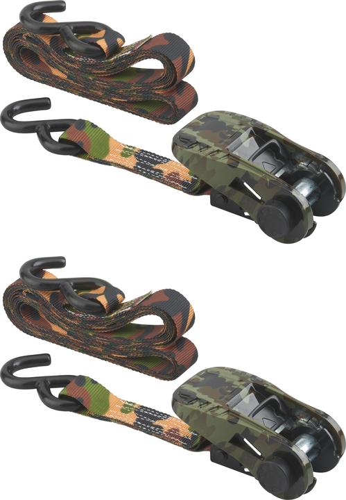 Thirard 2er-Set Spanngurte, 5m, mit Ratsche, S-Haken, Camouflage