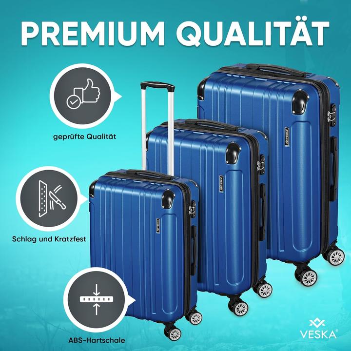 Immagine prodotto Veska 3-teiliges Hartschalenkoffer-Set (Bagaglio a mano (fino a 50 litri), M (50 - 90l), L (90 - 115l))