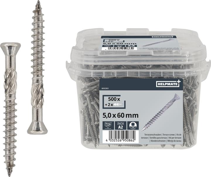 Actual product image Helpmate Terrassenschrauben 5x60 T-Antrieb, Edelstahl A2, 500 Stück (500 Screws per piece)