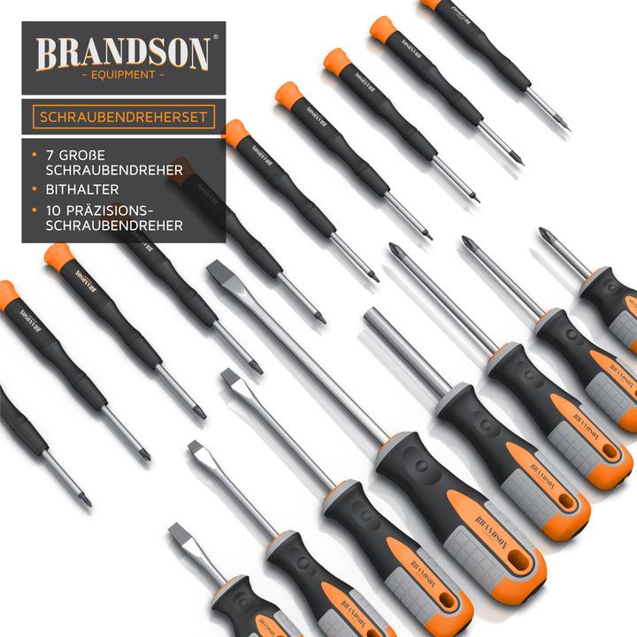 Image du produit Brandson Jeu de tournevis 36 pièces, magnétique, 18 embouts + porte-embouts, fente, Phillips, mécanique de (Escale, Recouvrement cruciforme Phillipps (PH), Pin-torx, Cruciforme PZ)
