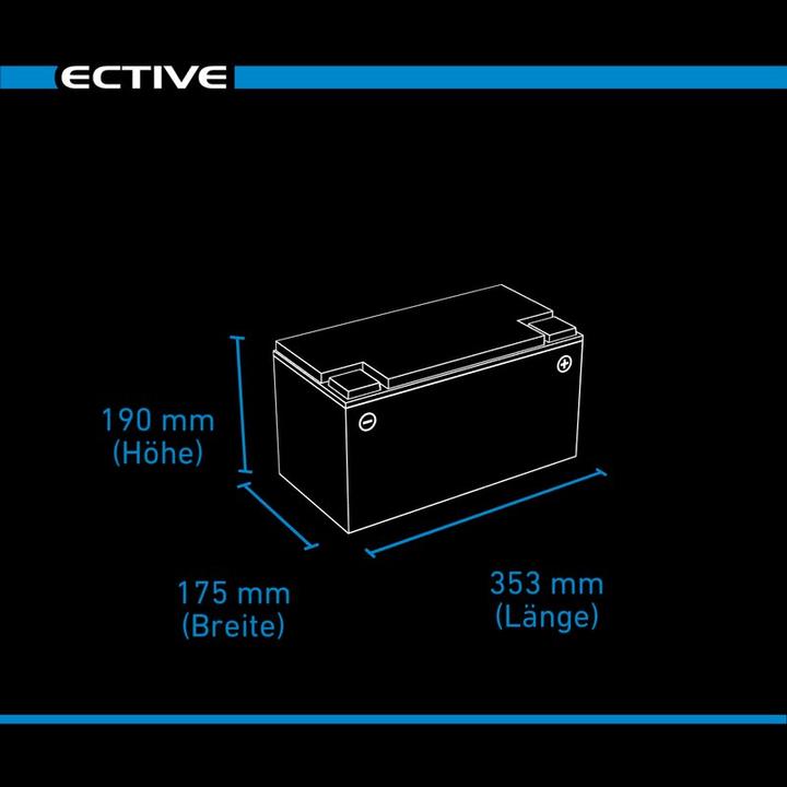 Produktbild Ective 12V 110Ah AGM Semi Cycle Versorgungsbatterie Wohnmobil Batterie Solar (12 V, 110 Ah)