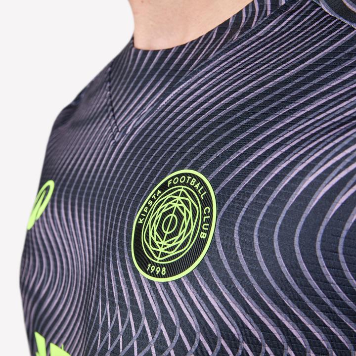 Actual product image Kipsta Damen/Herren Fussball Trikot kurzarm - VIRALTO II Wavy schwarz/neongelb (S)