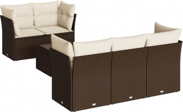 Produktbild VidaXL Gartenmöbel Sofa Garnitur Lounge Sitzgruppe 7-tlg. Braun Poly Rattan
