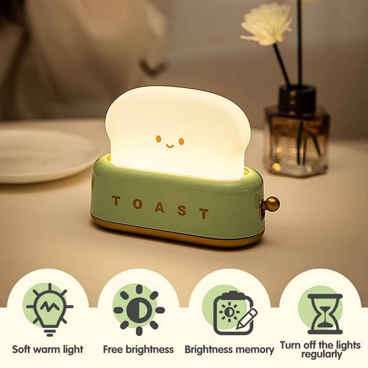 Image du produit PhoneLook Lampe de table LED en forme de toaster mignon lumière de nuit pour enfants USB-C