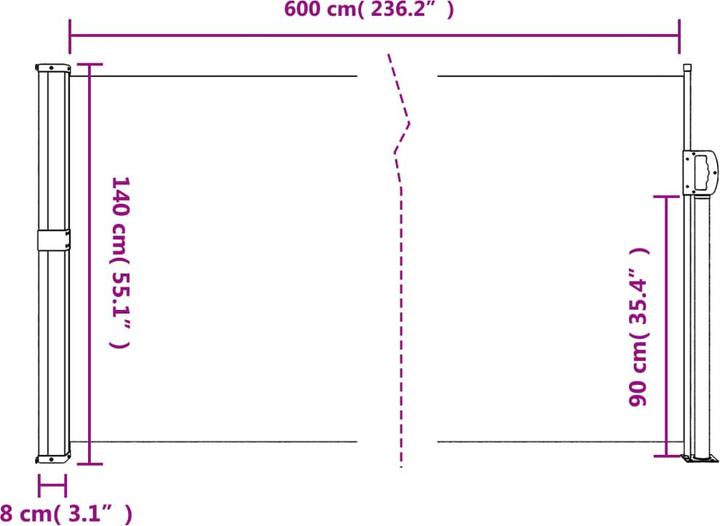 Actual product image VidaXL Extendable side awning (1.40 m)