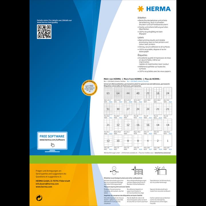Nutritional values and ingredients HERMA Universal labels A4