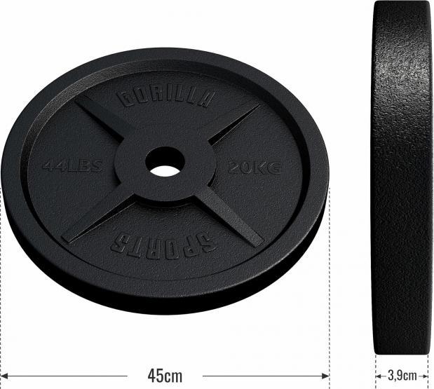 Image du produit Gorilla Sports Disque d'haltères 50/51mm 20 kg (1 x 20 kg)