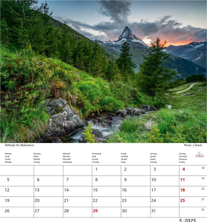 Produktbild Matterhorn 2025 (21 x 24 cm, Englisch, Französisch, Italienisch, Deutsch)