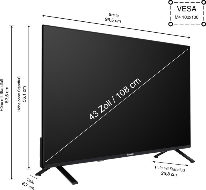 Image du produit Telefunken XF43TO750S (108 cm (43 pouces), noir, FullHD, triple tuner, SmartTV, système d'exploitation TiVo) (43", LED, Full HD, 2024)