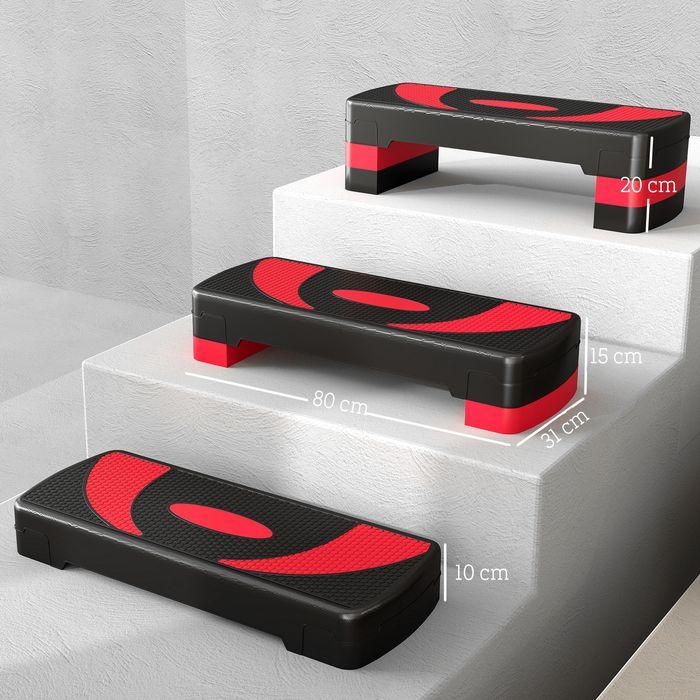 Image du produit Swisshandel24 Steppbrett Aerobic-Stepper höhenverstellbar mit 3 Stufen (10/15/20 cm) Rot