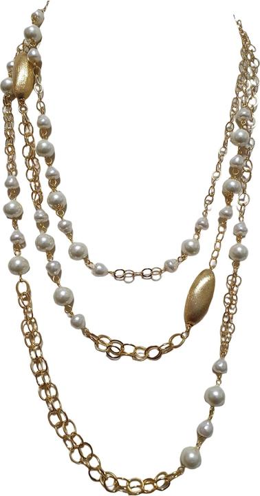 Actual product image L'Officiel Collana tre fili catena oro con perle
