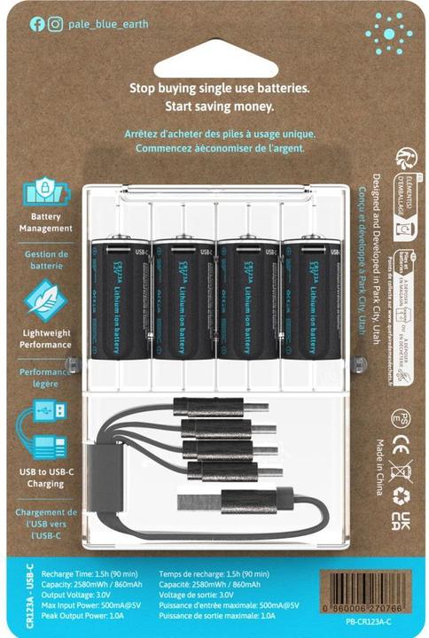 Image du produit Pale Blue Pile CR123 (4 pcs, CR123A, 860 mAh)