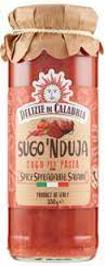 Delizie di Calabria Sugo N'Duja - italienische Tomatensauce für Pasta mit scharfer Salami (330 g)