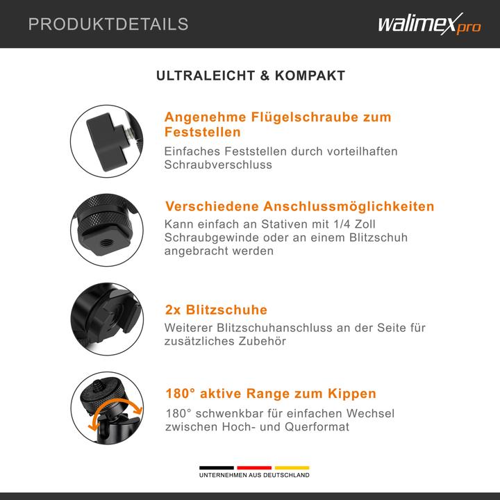 Image du produit Walimex pro Multi Mini-Tête de Boule Double Shoe (Tête sphérique)