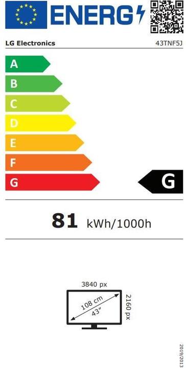 Etichetta energetica LG 43TNF5J-B 43inch Open Frame Touch Landscape 0cd10 Punti 24/7 (3840 x 2160 pixel, 43")