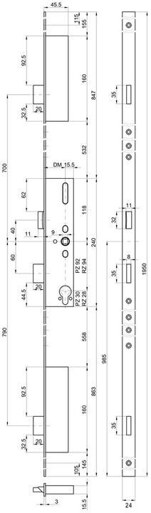 Produktbild MSL Panik-Mehrpunkt-Verriegelungen FlipLock Basis 23444 PE (Profilzylinder)