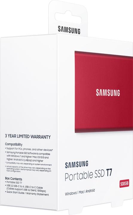 Image du produit Samsung Portable T7 Red (500 Go)