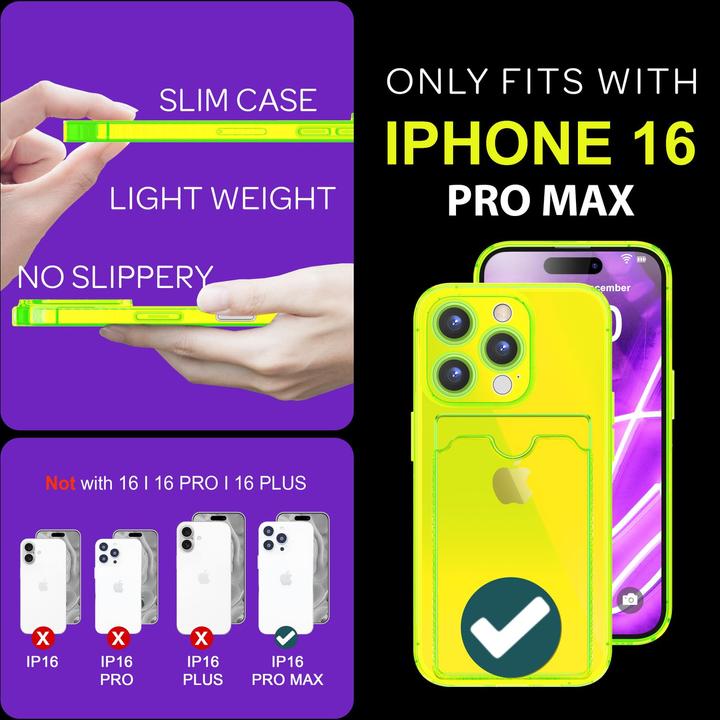 Actual product image Nalia Clear transparent neon silicone cover card holder (Apple iPhone 16 Pro Max)