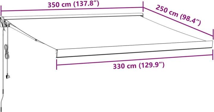 Actual product image VidaXL Markise Gelenkarmmarkise Sonnenmarkise Automatisch Braun 350x250cm (3.50 m)
