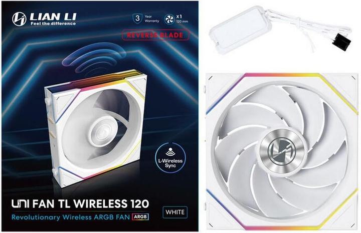 Actual product image Lian-Li UNI FAN TL Wireless Lüfter, ARGB, PWM - Reverse Blade, 120mm, weiss (120 mm, 1 x)