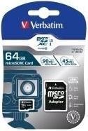 Image du produit Verbatim Carte mémoire flash PRO (adaptateur SD inclus) (64 Go, microSDXC, U1, UHS-I)