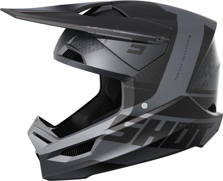 Shot FURIOUS ELECTRON MX-Helm matt schwarz XXL