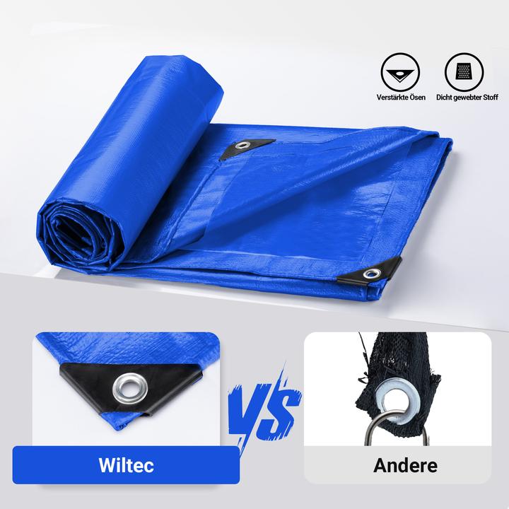 Actual product image Wiltec Cover tarpaulin weatherproof blue 7x6m PE tarpaulin with eyelets 240g/m² Garden tarpaulin (7 x 6 m)