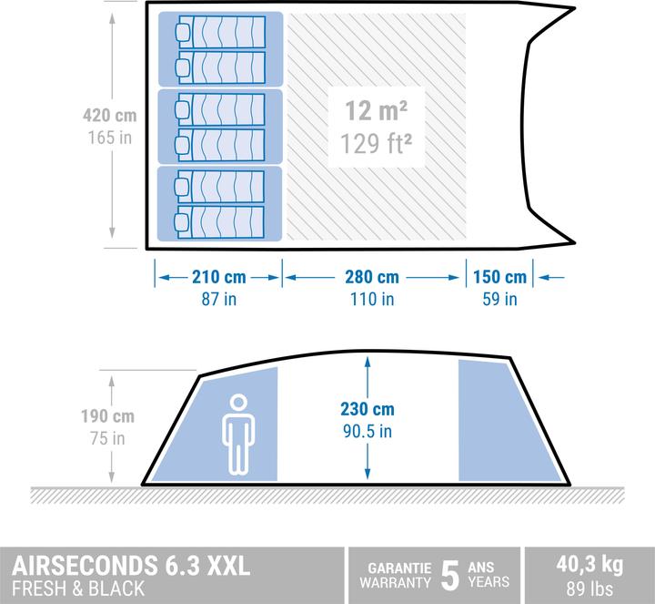 Actual product image Quechua Air Seconds (Inflatable tent, 40.30 kg, 6 persons)