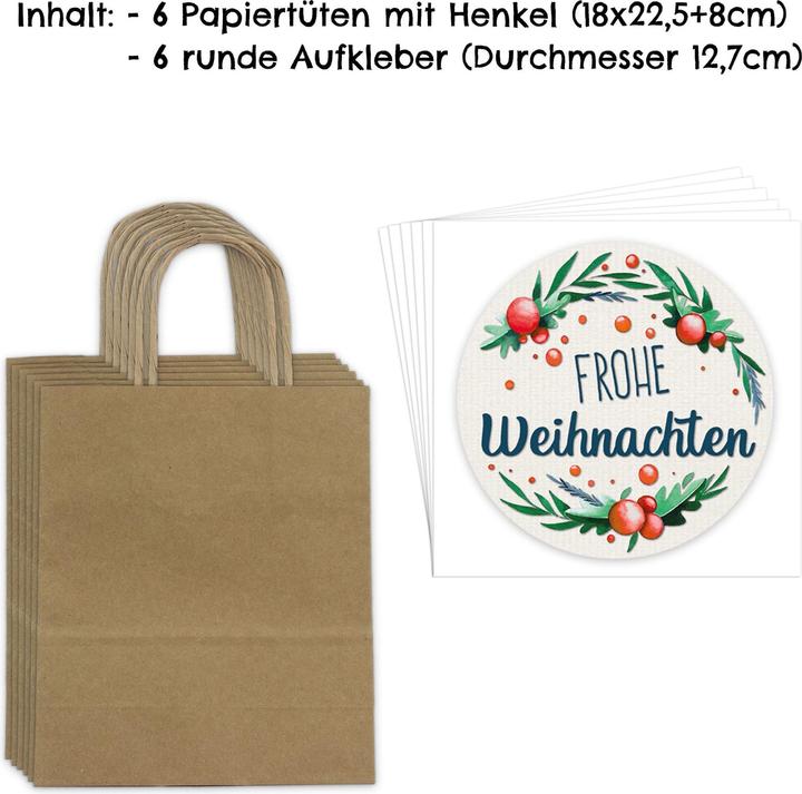 Image du produit Papierdrachen Weihnachtsgeschenktüte XXL Set 2 Weihnachtskränze (Pochette cadeau, 6 x)