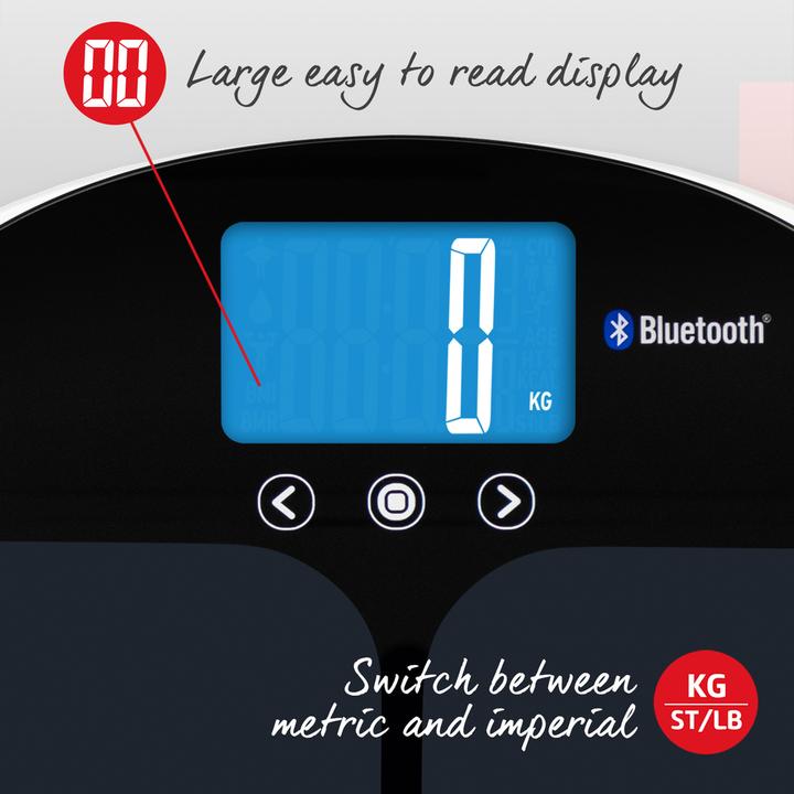 Image du produit Salter 9192 BK3R Curve Bluetooth Smart Analyser Échelle de salle de bains noire (180 kg)